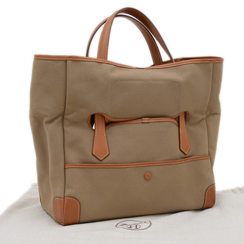 パスパス35 ハンドバッグ トワルアッシュ/バレニア カーキ/ブラウン □R刻印 トートバッグ