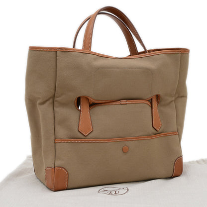 パスパス35 ハンドバッグ トワルアッシュ/バレニア カーキ/ブラウン □R刻印 トートバッグ