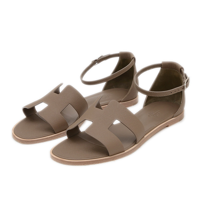 サンダル サントリーニ レザー エトゥープ レディース 39.5サイズ サンダル