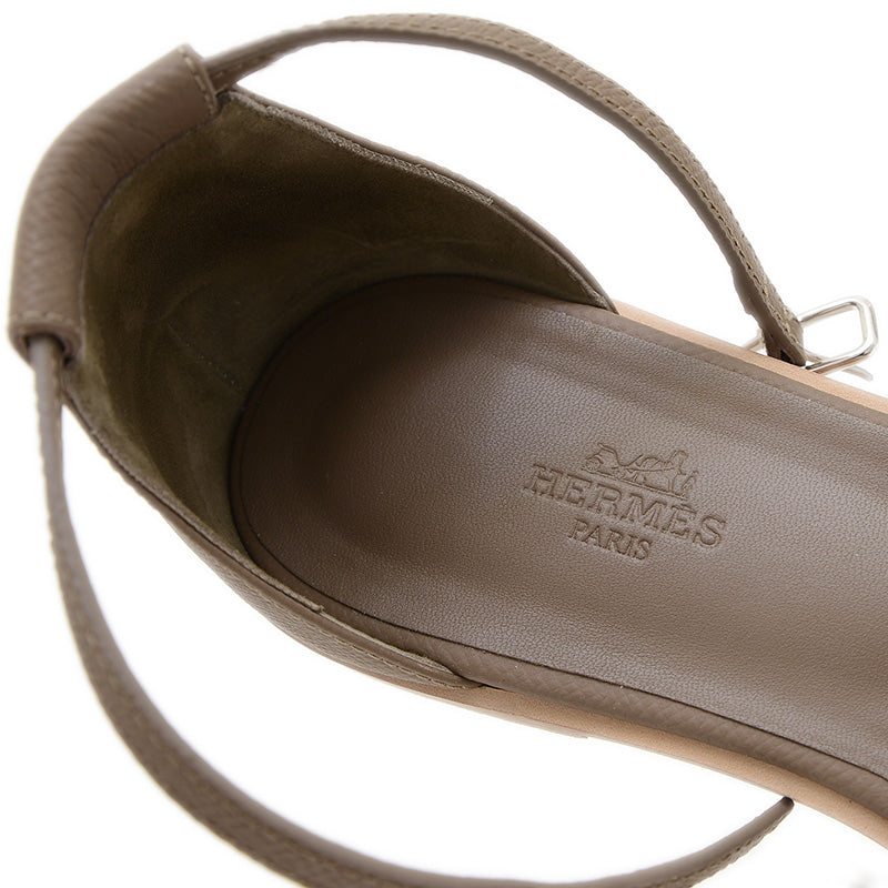 サンダル サントリーニ レザー エトゥープ レディース 39.5サイズ サンダル