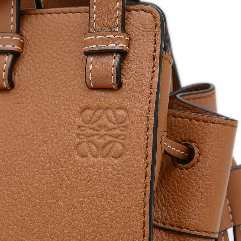 ハンモック ドローストリング ミニ レザー ブラウン 2WAYバッグ ハンドバッグ