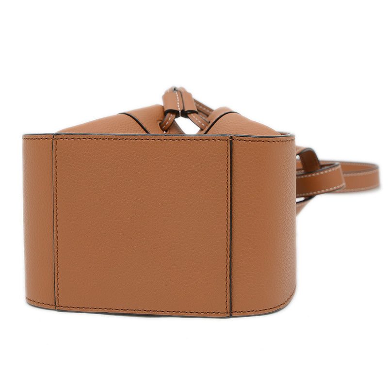 ハンモック ドローストリング ミニ レザー ブラウン 2WAYバッグ ハンドバッグ