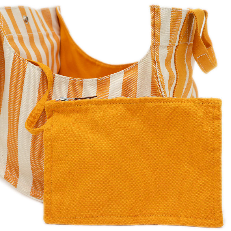 カンヌ PM キャンバス オレンジ/ホワイト トートバッグ