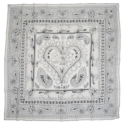 カレ140 カレジェアン ショール シュヴァル ドゥ クール バンダナ ブラン/ブラック スカーフ