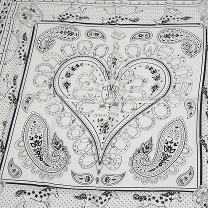 カレ140 カレジェアン ショール シュヴァル ドゥ クール バンダナ ブラン/ブラック スカーフ