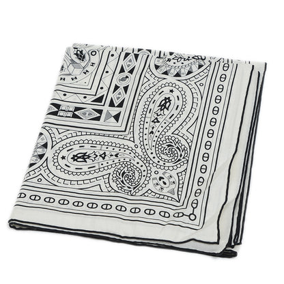 カレ140 カレジェアン ショール シュヴァル ドゥ クール バンダナ ブラン/ブラック スカーフ