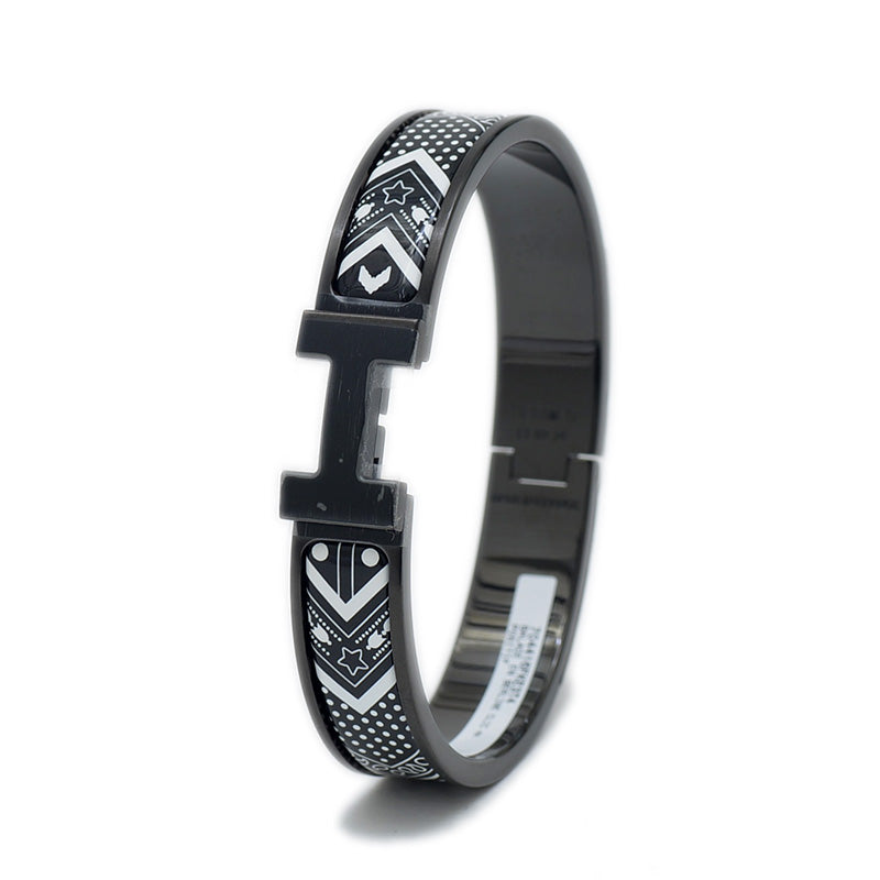 エナメル ブレスレット クリックHH バンダナ ソーブラック ポジティフ バングル ブレスレット