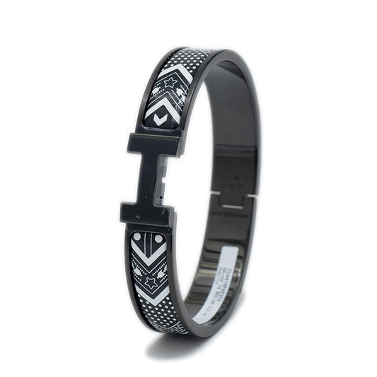 エナメル ブレスレット クリックHH バンダナ ソーブラック ポジティフ バングル ブレスレット