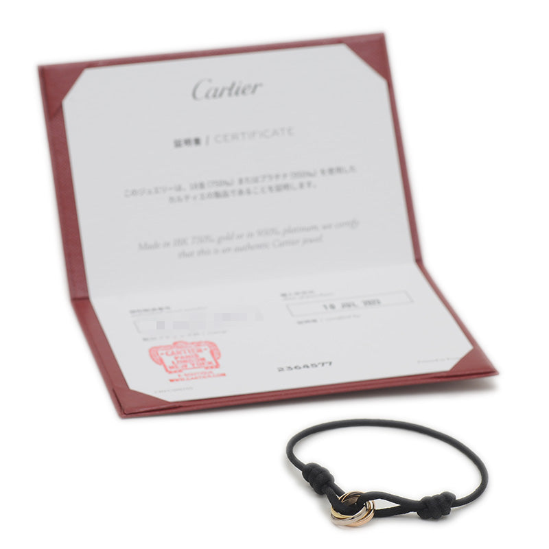 トリニティ ブレスレット スリーカラーゴールド K18YG/WG/PG コットンコード ブレスレット