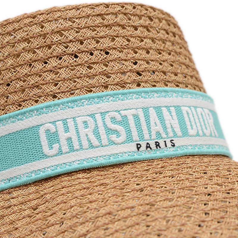 D-Bobby ワイドブリム ハット ストロー ナチュラル/グリーン レディース ハット