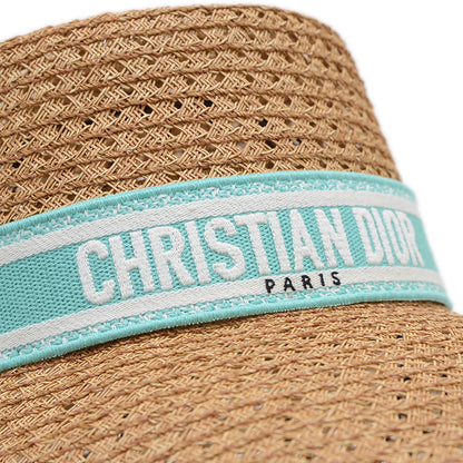 D-Bobby ワイドブリム ハット ストロー ナチュラル/グリーン レディース ハット