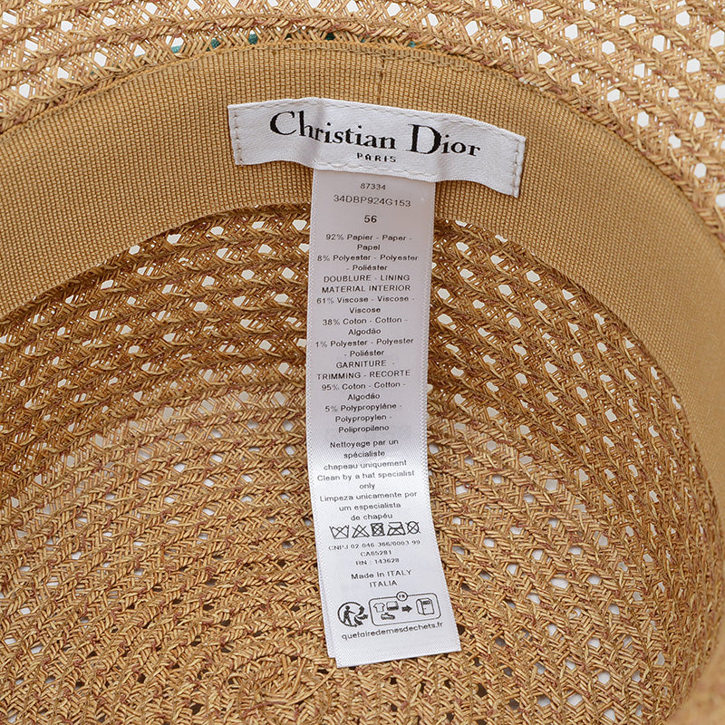 D-Bobby ワイドブリム ハット ストロー ナチュラル/グリーン レディース ハット