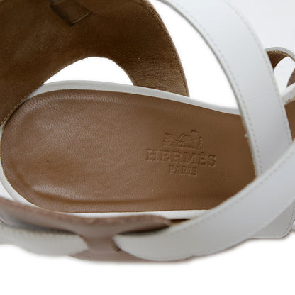 ウェッジソールサンダル レザー ホワイト/グレージュ 36.5サイズ サンダル