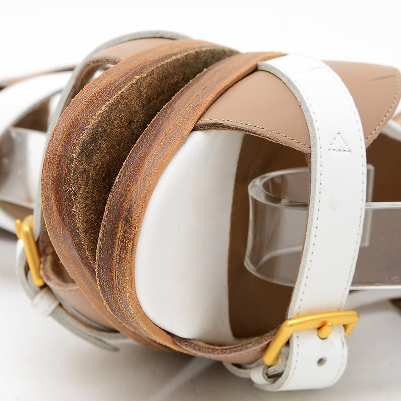 ウェッジソールサンダル レザー ホワイト/グレージュ 36.5サイズ サンダル