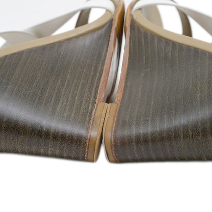 ウェッジソールサンダル レザー ベージュ/ホワイト 36.5サイズ サンダル