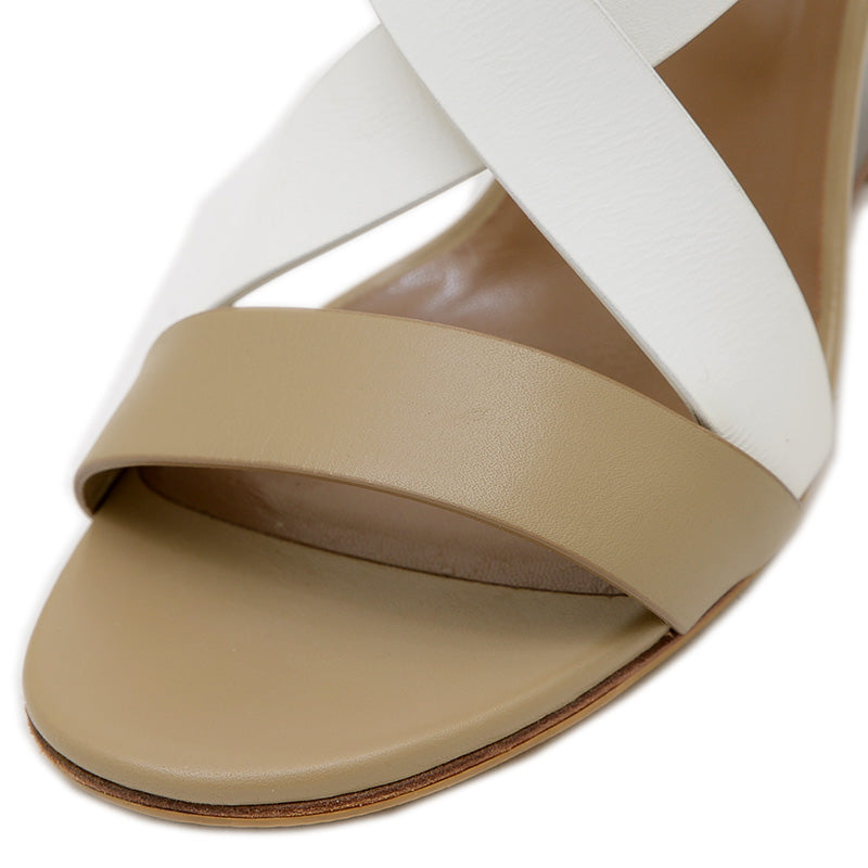 ウェッジソールサンダル レザー ベージュ/ホワイト 36.5サイズ サンダル