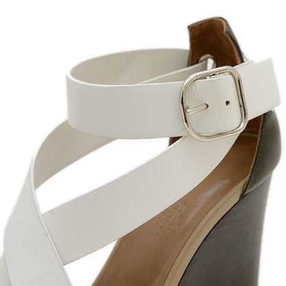 ウェッジソールサンダル レザー ベージュ/ホワイト 36.5サイズ サンダル