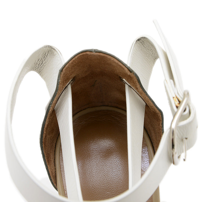 ウェッジソールサンダル レザー ベージュ/ホワイト 36.5サイズ サンダル