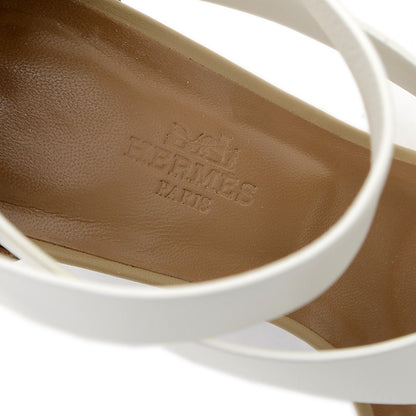 ウェッジソールサンダル レザー ベージュ/ホワイト 36.5サイズ サンダル