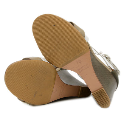 ウェッジソールサンダル レザー ベージュ/ホワイト 36.5サイズ サンダル