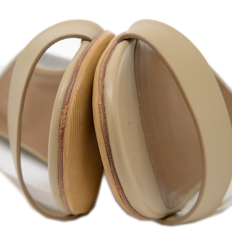 ウェッジソールサンダル レザー ベージュ/ホワイト 36.5サイズ サンダル