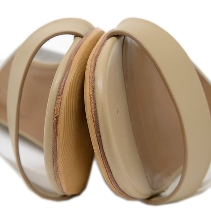 ウェッジソールサンダル レザー ベージュ/ホワイト 36.5サイズ サンダル