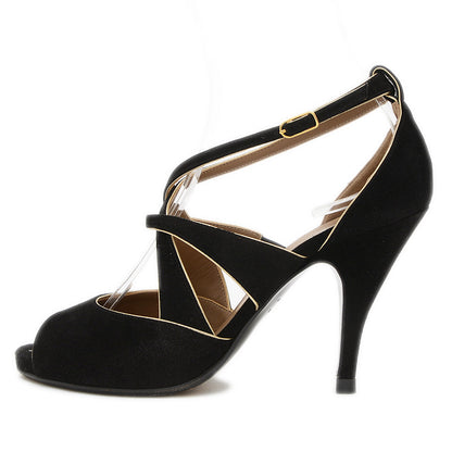 ストラップ サンダル スエード ブラック 36.5サイズ サンダル