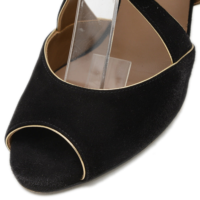 ストラップ サンダル スエード ブラック 36.5サイズ サンダル