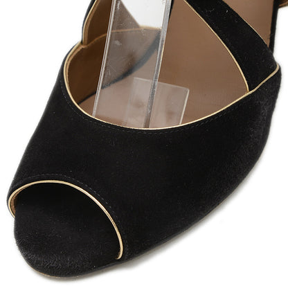 ストラップ サンダル スエード ブラック 36.5サイズ サンダル