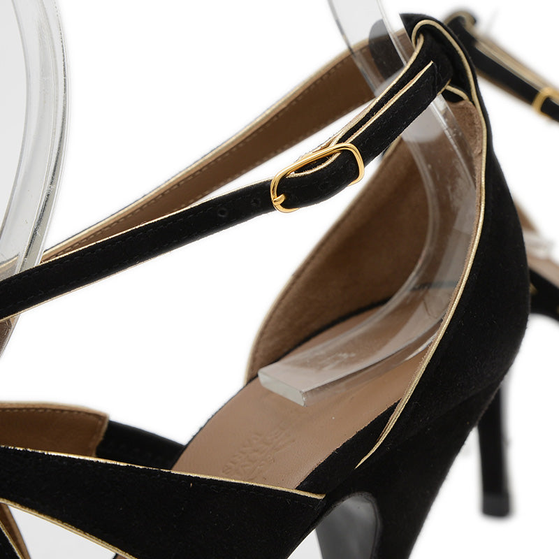 ストラップ サンダル スエード ブラック 36.5サイズ サンダル