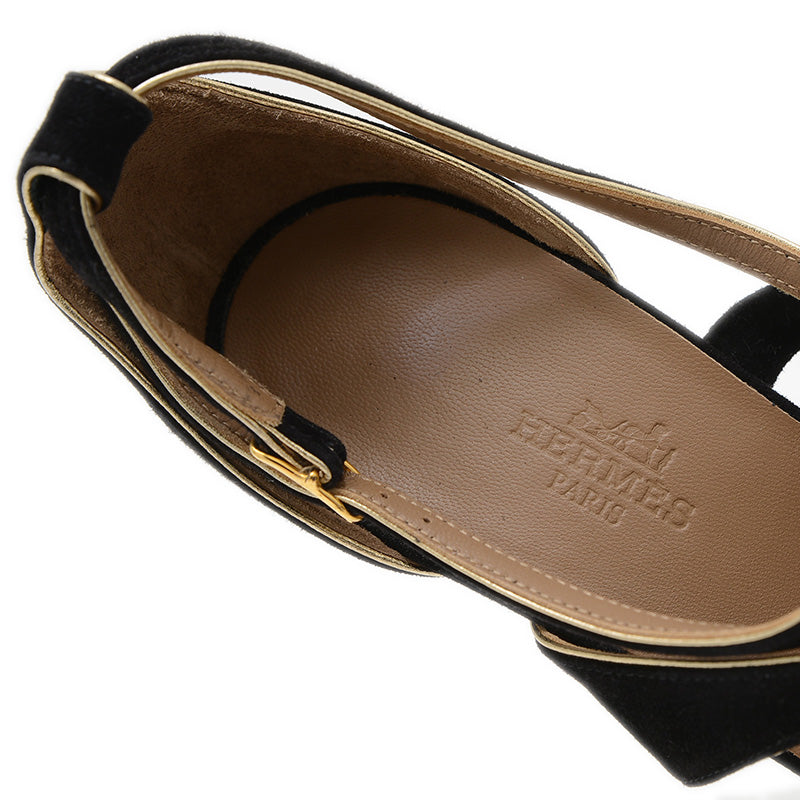 ストラップ サンダル スエード ブラック 36.5サイズ サンダル