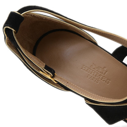 ストラップ サンダル スエード ブラック 36.5サイズ サンダル