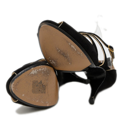 ストラップ サンダル スエード ブラック 36.5サイズ サンダル