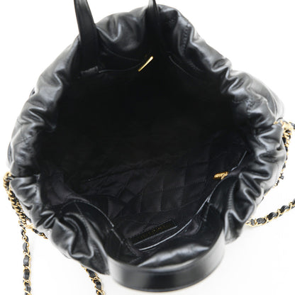 シャネル22 ラージ バックパック レザー ブラック ゴールド金具 AS3313 リュック・デイパック