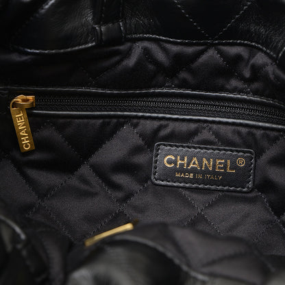 シャネル22 ラージ バックパック レザー ブラック ゴールド金具 AS3313 リュック・デイパック