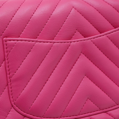 シェブロン ミニ チェーンショルダーバッグ ピンク ラムスキン A35200 ショルダーバッグ