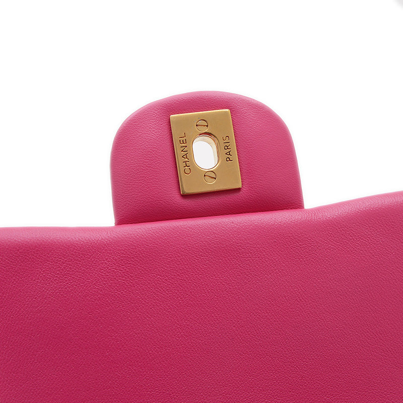 シェブロン ミニ チェーンショルダーバッグ ピンク ラムスキン A35200 ショルダーバッグ