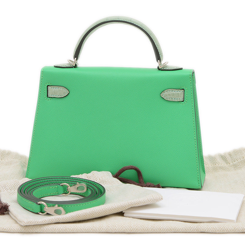 ケリー ミニ ドゥ 2 タッチ マダム/アリゲーター ヴェールコミック W刻印 ハンドバッグ