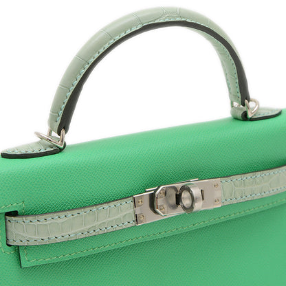 ケリー ミニ ドゥ 2 タッチ マダム/アリゲーター ヴェールコミック W刻印 ハンドバッグ