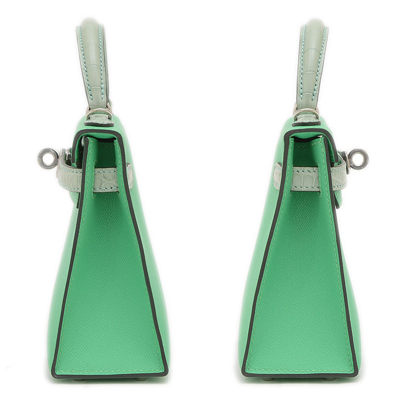 ケリー ミニ ドゥ 2 タッチ マダム/アリゲーター ヴェールコミック W刻印 ハンドバッグ