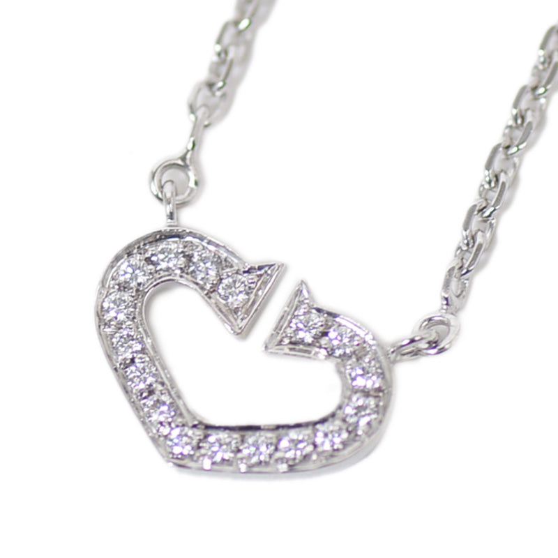 Cハート ネックレス ダイヤ/K18WG B70083 ネックレス