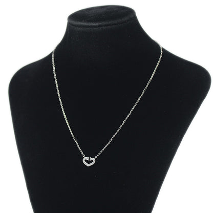 Cハート ネックレス ダイヤ/K18WG B70083 ネックレス