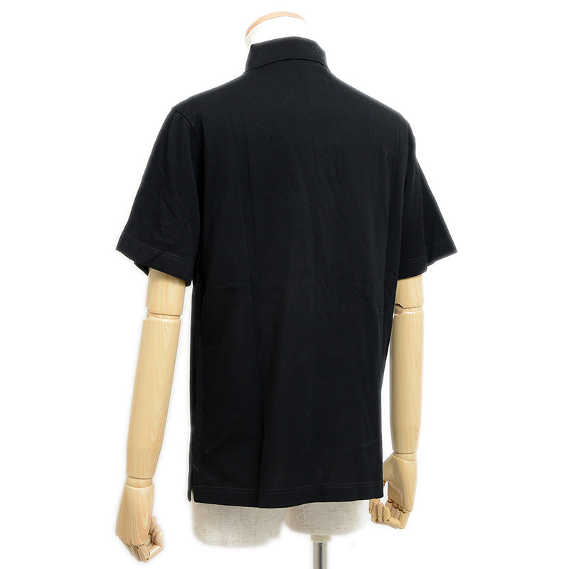 ポロシャツ H刺繍 コットン ブラック メンズ Mサイズ ポロシャツ