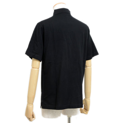 ポロシャツ H刺繍 コットン ブラック メンズ Mサイズ ポロシャツ