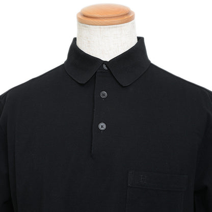 ポロシャツ H刺繍 コットン ブラック メンズ Mサイズ ポロシャツ