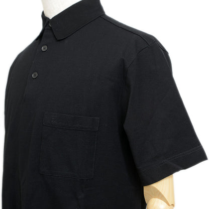 ポロシャツ H刺繍 コットン ブラック メンズ Mサイズ ポロシャツ