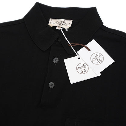 ポロシャツ H刺繍 コットン ブラック メンズ Mサイズ ポロシャツ