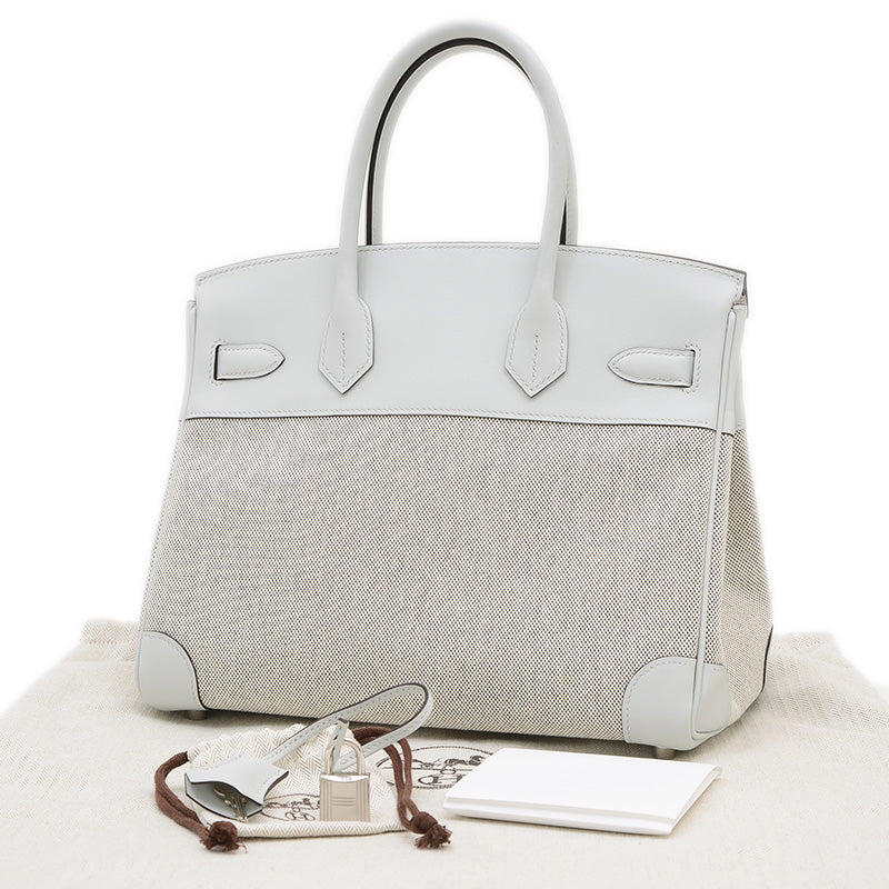 バーキン30 トワル/スイフト グリプラチナ シルバー金具 K刻印 ハンドバッグ