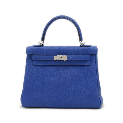 ケリー25 内縫い トゴ ブルーロワイヤル シルバー金具 U刻印 ハンドバッグ