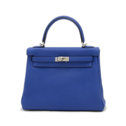 ケリー25 内縫い トゴ ブルーロワイヤル シルバー金具 U刻印 ハンドバッグ